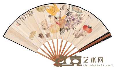 赵叔儒 萧然 1942年作 佳果园 行书 成扇 